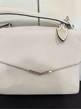 Time’s Arrow Cream Top Handle Satchel with Gold Accents